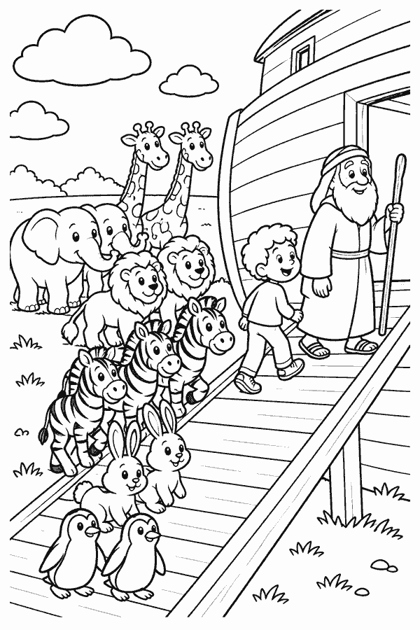 Os animais entram na arca